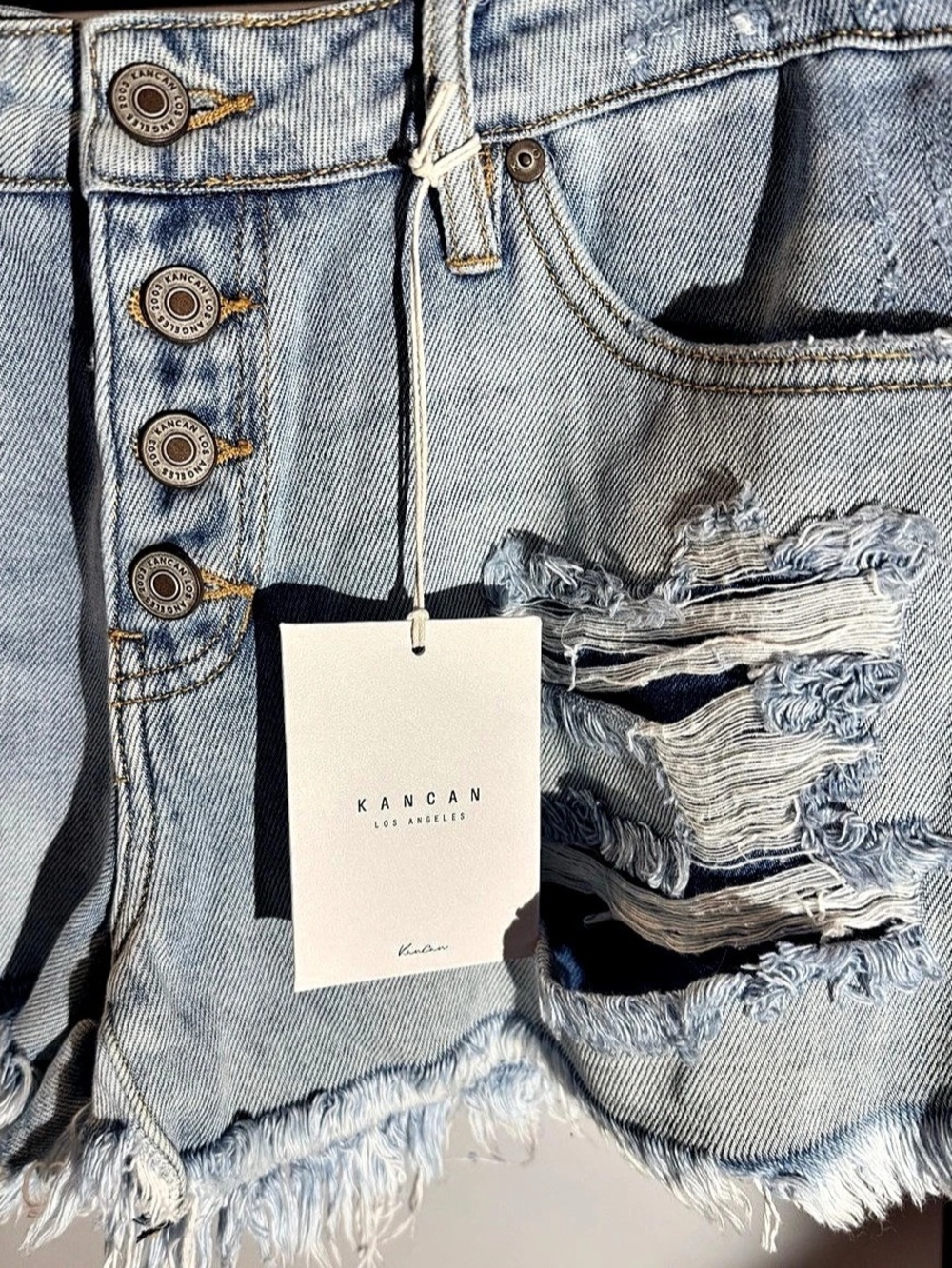 KanCan Women's Distressed Jean Shorts Blue Waist 27 NWT